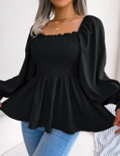 Casual wood ear led long -sleeved chiffon shirt