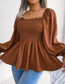 Casual wood ear led long -sleeved chiffon shirt