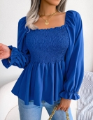 Casual wood ear led long -sleeved chiffon shirt