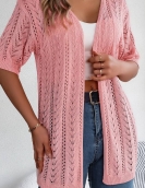 Summer hollow short -sleeved knitted cardigan vacation sunscreen shirt