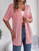 Summer hollow short -sleeved knitted cardigan vacation sunscreen shirt