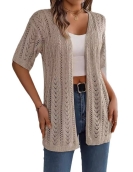 Summer hollow short -sleeved knitted cardigan vacation sunscreen shirt