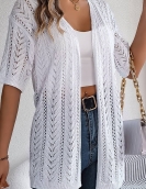 Summer hollow short -sleeved knitted cardigan vacation sunscreen shirt