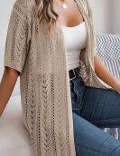 Summer hollow short -sleeved knitted cardigan vacation sunscreen shirt