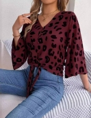 Casual Leopard Lands Candes Chiffon Shirt Top