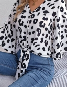 Casual Leopard Lands Candes Chiffon Shirt Top