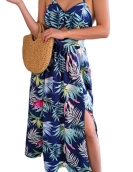 Flower sleeveless hollow suspended long skirt holiday beach skirt