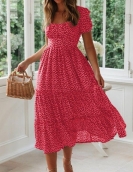 Fang Ling Bubble Sleeve Flower Dress Dress