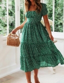 Fang Ling Bubble Sleeve Flower Dress Dress