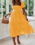 Fang Ling Bubble Sleeve Flower Dress Dress