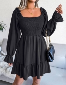 Fang Ling Toron Long -sleeved Worch Edge Slash Dress