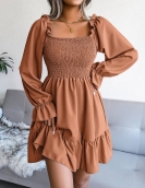 Fang Ling Toron Long -sleeved Worch Edge Slash Dress