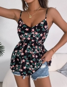 Casual floral waist camisole chiffon shirt