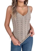 Pure color collar hollow sweater vacation vest