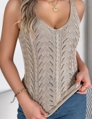 Pure color collar hollow sweater vacation vest