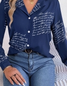 Casual wild letters suits long -sleeved shirt