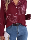 Casual wild letters suits long -sleeved shirt