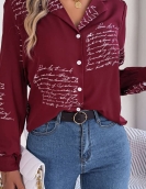 Casual wild letters suits long -sleeved shirt