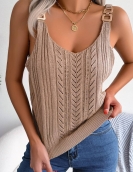 Casual metal buckle hollow top, holiday sweater