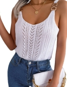 Casual metal buckle hollow top, holiday sweater