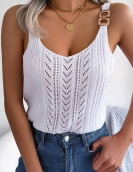 Casual metal buckle hollow top, holiday sweater