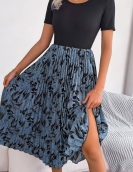 Leisure leaves high waist pleated mid -length dress