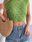 Hollow leaf navel sweater vacation shirt