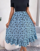 Casual off -the -shoulder flower flowers in the ruffled side dress