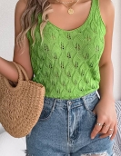 Summer solid color collar cutout leaf sleeveless sweater vacation vest