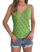 Summer solid color collar cutout leaf sleeveless sweater vacation vest