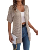 Summer summer hollow short -sleeved knitted cardigan vacation sunscreen shirt