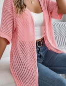 Summer summer hollow short -sleeved knitted cardigan vacation sunscreen shirt