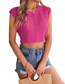 Summer hollowed umbilical sweater vacation top