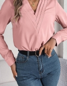 Elegant solid color layered collar long -sleeved shirt