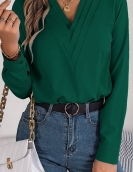 Elegant solid color layered collar long -sleeved shirt