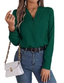 Elegant solid color layered collar long -sleeved shirt